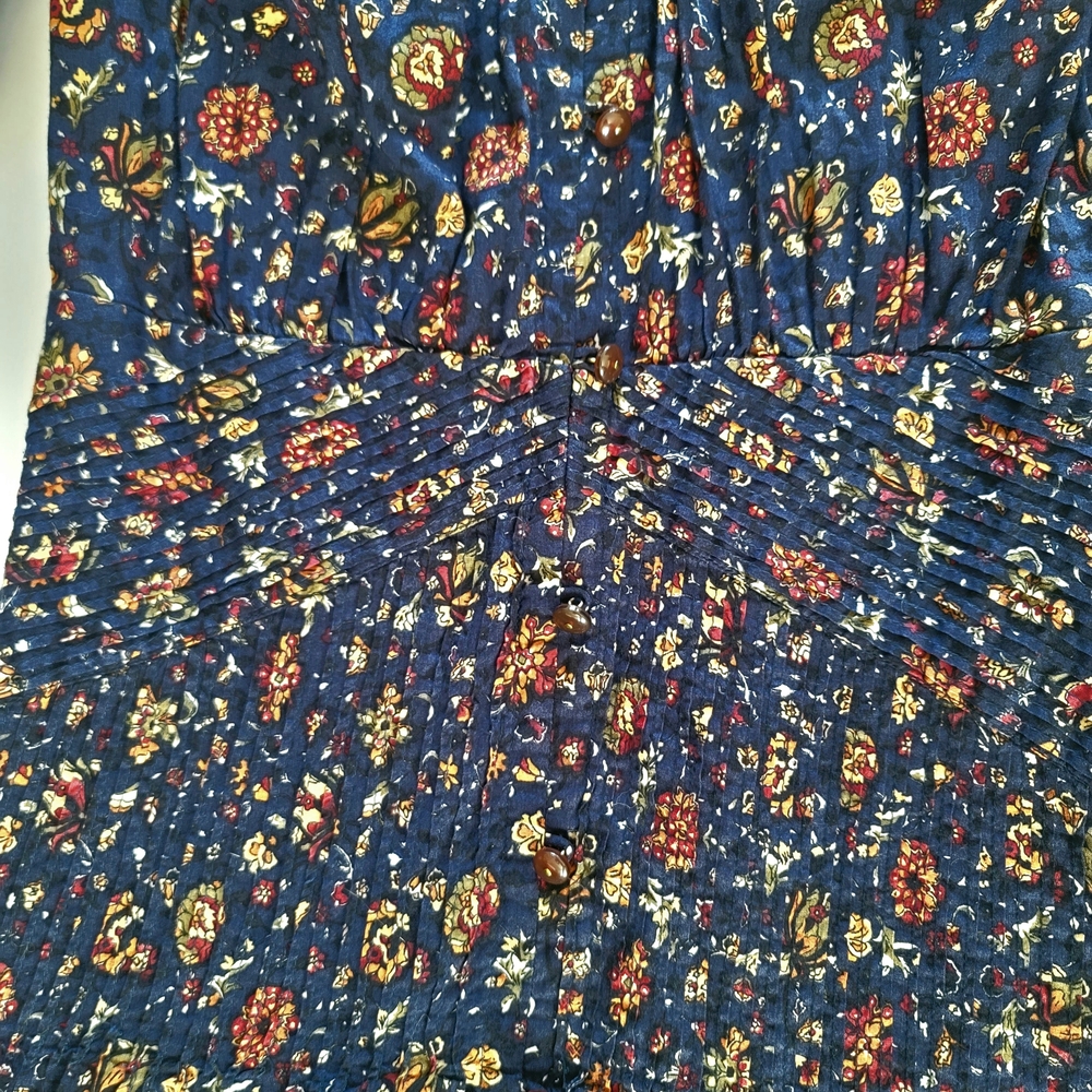 Veronica Beard Shireen Floral Print Midi Fall Autumn Dress Pintuck Lace Size 2 - Picture 12 of 15